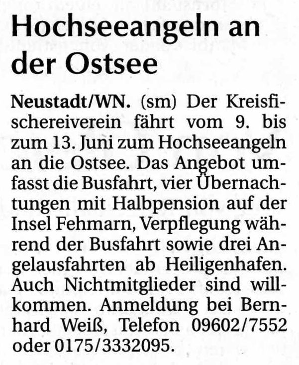 Einladung Hochseeangeln 2018